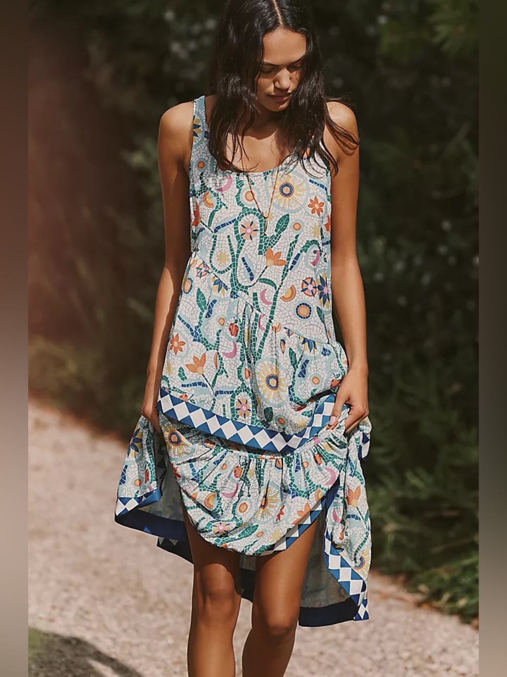 Floral Mosaic Midi Dress in Multi